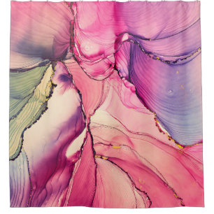Natural luxury abstract fluid art painting in alco shower curtain
