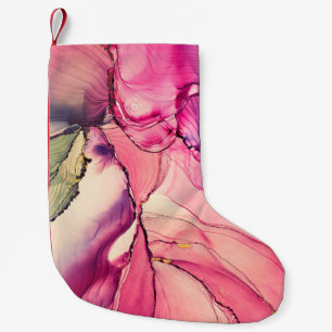 Natural luxury abstract fluid art painting in alco small christmas stocking