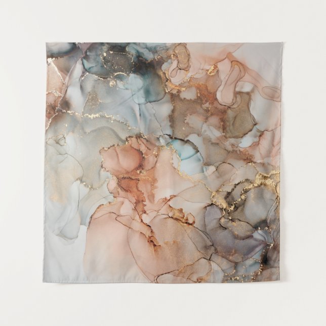 Natural luxury abstract fluid art painting in alco tapestry (Front)