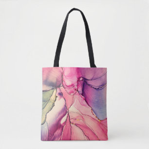 Natural luxury abstract fluid art painting in alco tote bag