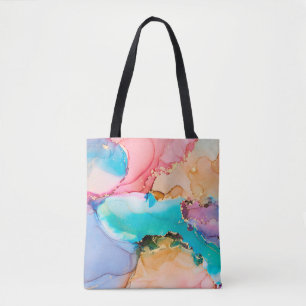 Natural luxury abstract fluid art painting in alco tote bag
