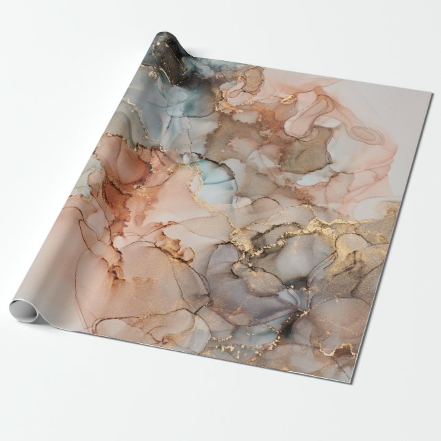 Natural luxury abstract fluid art painting in alco wrapping paper (Unrolled)