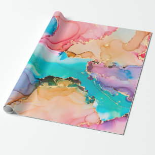Natural luxury abstract fluid art painting in alco wrapping paper