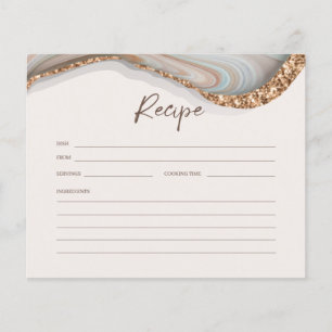 Natural Marble Agate Bridal Shower Recipe Card