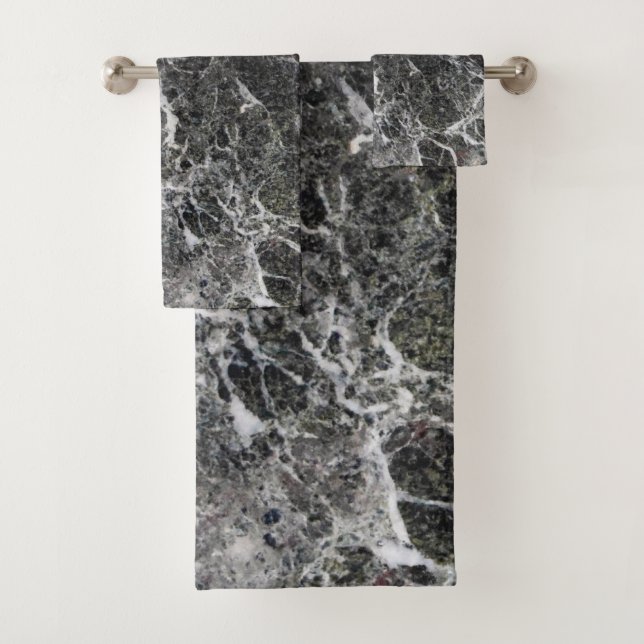Natural Marble Stone In Grey Tones Bath Towel Set (Insitu)