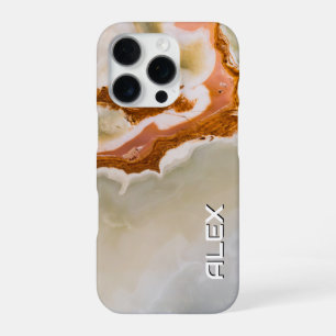 Natural Marble with Rust Ripple – Organic Stone iPhone 16 Pro Case