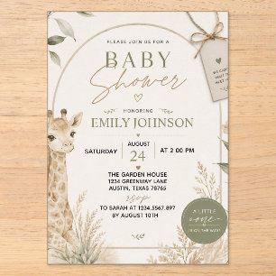 Natural Minimalist Neutral Baby Shower Acrylic Invitations