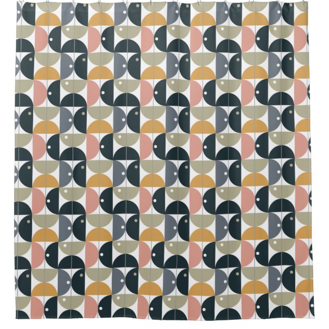 Natural Modern Scandinavian Geometric Pattern Shower Curtain (Front)