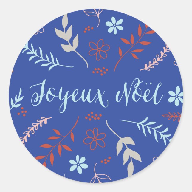 Natural Noël Christmas Holiday in Indigo Classic Round Sticker (Front)