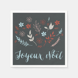 Natural Noël Christmas Holiday in Slate Napkin