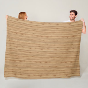 Natural Oak Wood Plank Texture with Warm Tones Fleece Blanket