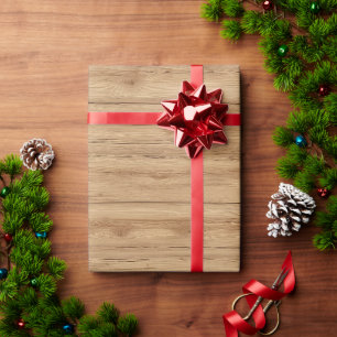Natural Oak Wood Plank Texture with Warm Tones Wrapping Paper