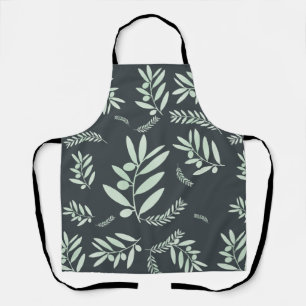 Natural olive branch pattern apron
