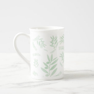 Natural olive branch pattern bone china mug