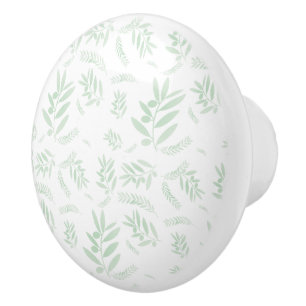 Natural olive branch pattern ceramic knob