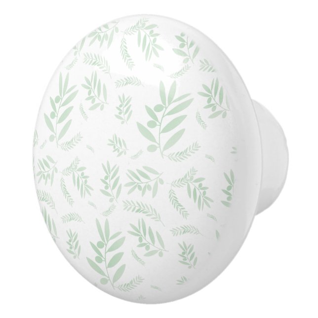 Natural olive branch pattern ceramic knob (Right)