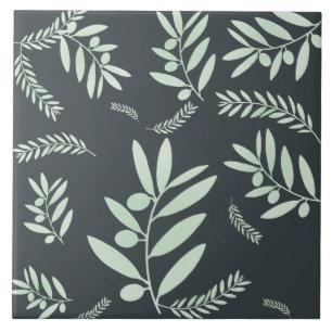 Natural olive branch pattern ceramic tile
