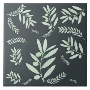 Natural olive branch pattern ceramic tile
