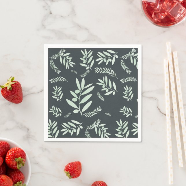 Natural Olive Branch Pattern Napkins – Elegant  (Insitu)