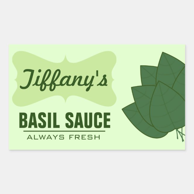 Natural Organic Basil Sauce Rectangular Sticker (Front)