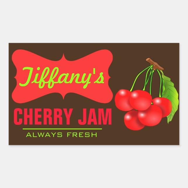 Natural Organic | Cherry Jam | Handmade Jams Rectangular Sticker (Front)