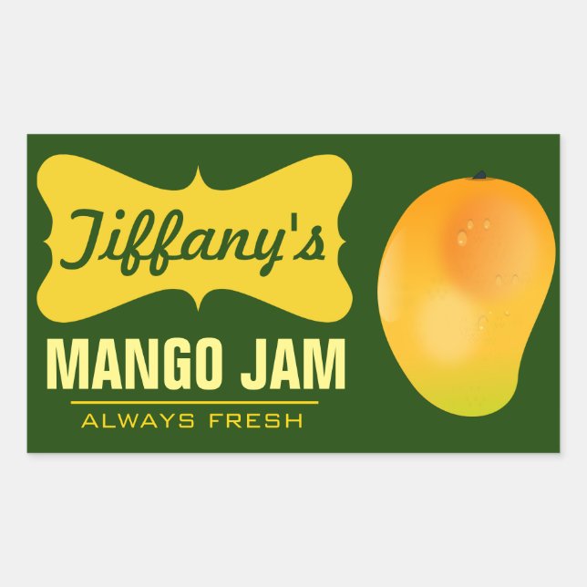 Natural Organic Mango Jam Rectangular Sticker (Front)