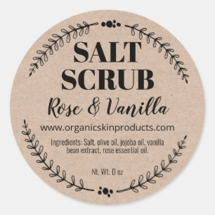 Natural Organic Salt Scrub Labels