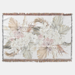 Natural Pampas Dried Grass Tropical Jungle Floral Throw Blanket