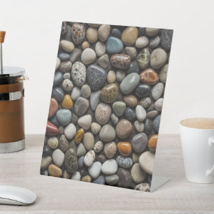 Natural Pebbles Collection - Minimalist and Nature Pedestal Sign