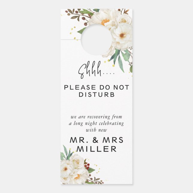  Natural Peony Floral Wedding Do Not Disturb Door Hanger (Front)