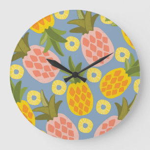 Natural Pineapple Abstract: Vintage Beauty. Large Clock