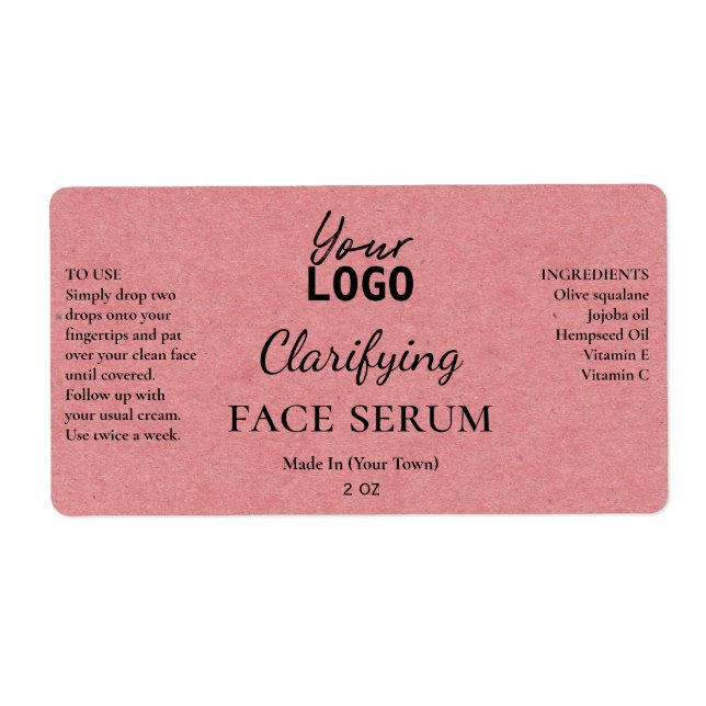 Natural Pink Paper Texture Clarifying Serum Labels (Front)