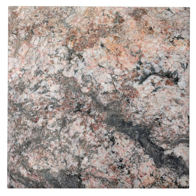 Natural Pink Peach Grey Rock Texture Pattern Photo Ceramic Tile (Front)