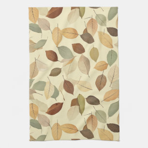 Natural Pressed Leaf with Amber and Sienna Tea Towel