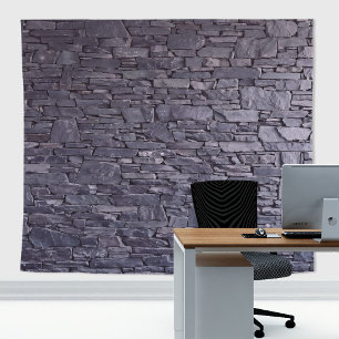 Natural Purple Violet Stone Slates Brick Wall Tapestry