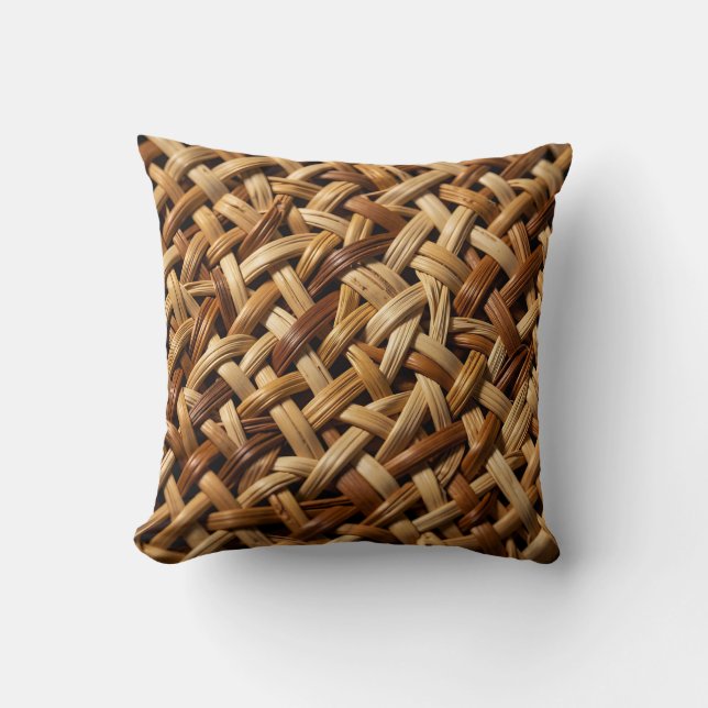 Natural Rattan Wicker Weave Texture Pattern Cushion (Front)