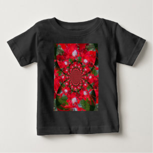 Natural Red Flower White Feather kaleidoscope art Baby T-Shirt
