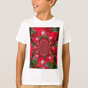 Natural Red Flower White Feather kaleidoscope art  T-Shirt