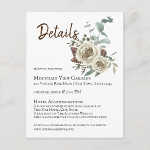 Natural Rose Woodsy Wedding Details Enclosure Card