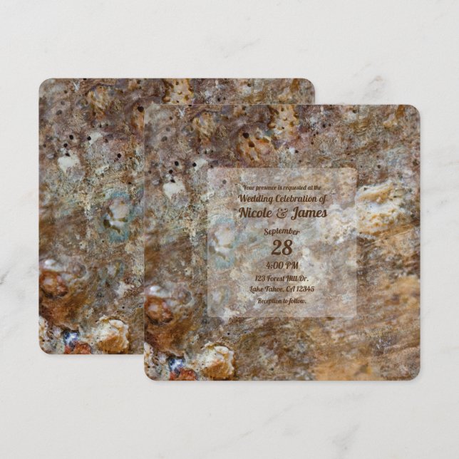 Natural Rough Rock Beach Sea Shell Summery Invitation (Front/Back)