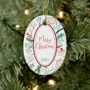Natural Rustic Christmas Ceramic Ornament