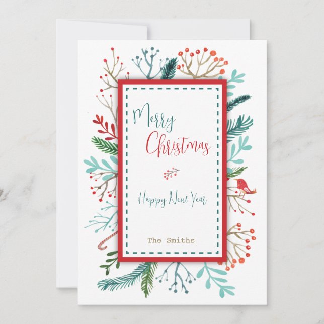 Natural Rustic Christmas Holiday Card (Front)