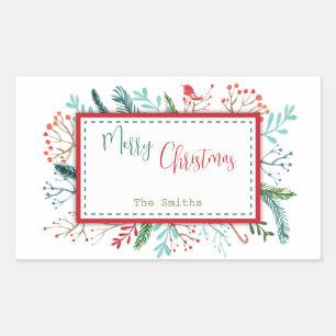 Natural Rustic Christmas Rectangular Sticker