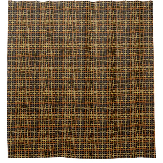 Natural Rustic Woven Strings Black Shower Curtain (Front)