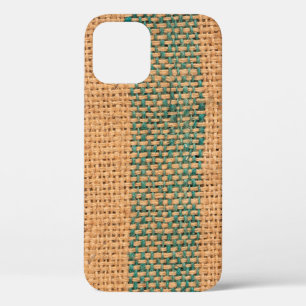 Natural sackcloth brown colour textured and backgr iPhone 12 case
