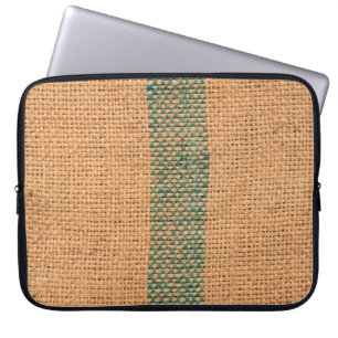 Natural sackcloth brown colour textured and backgr laptop sleeve