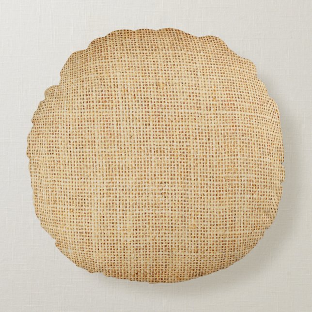 Natural sackcloth, textured background. round cushion (Front)