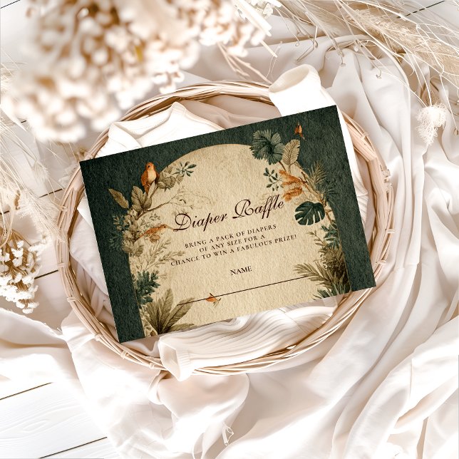 Natural Safari Leaves Diapper Raffle Enclosure Card (Creator Uploaded)