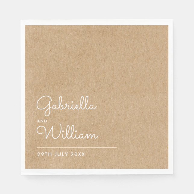 Natural Script Rustic Kraft Napkin (Front)