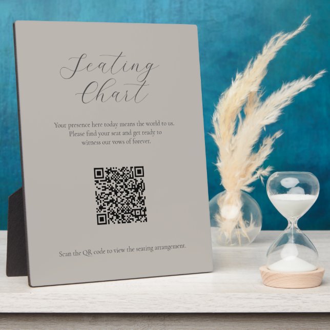 Natural Seating Chart Sign with QR Code Plaque (Side)